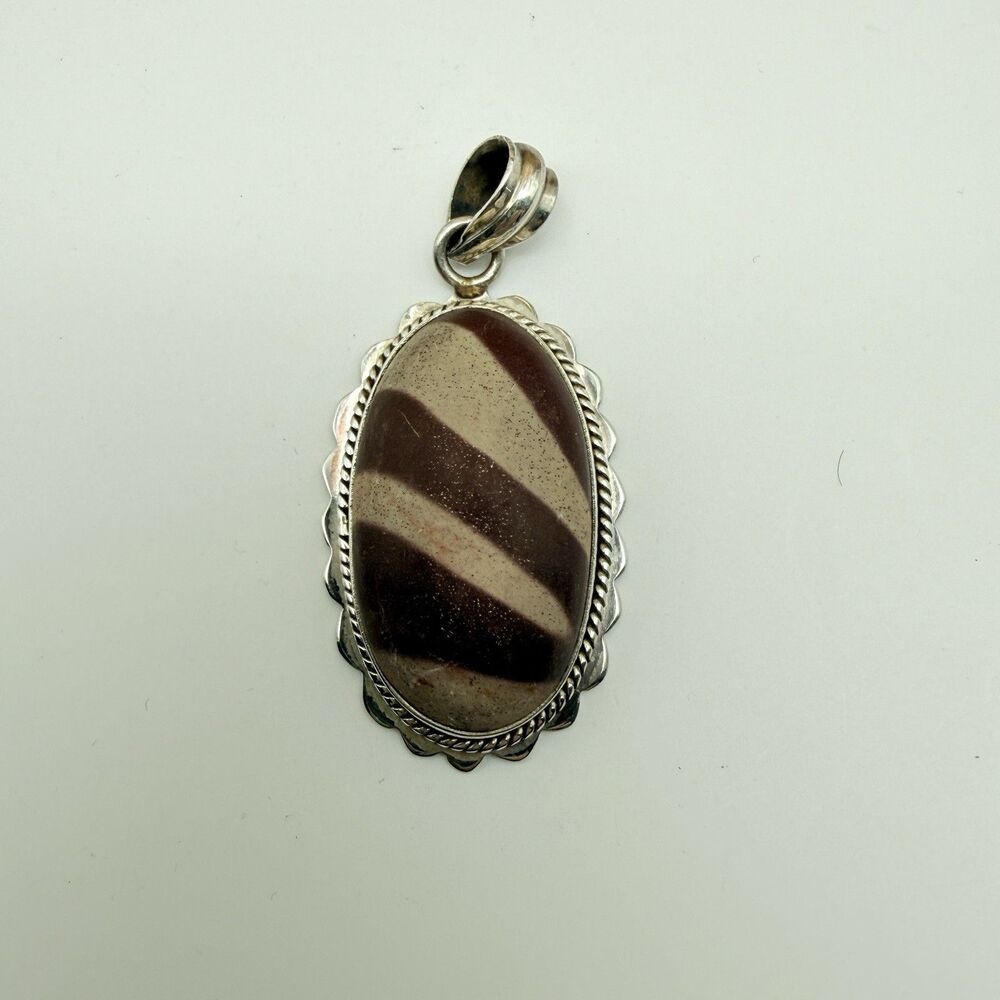 Shiva Lingam Stone Pendant 925 Sterling Silver